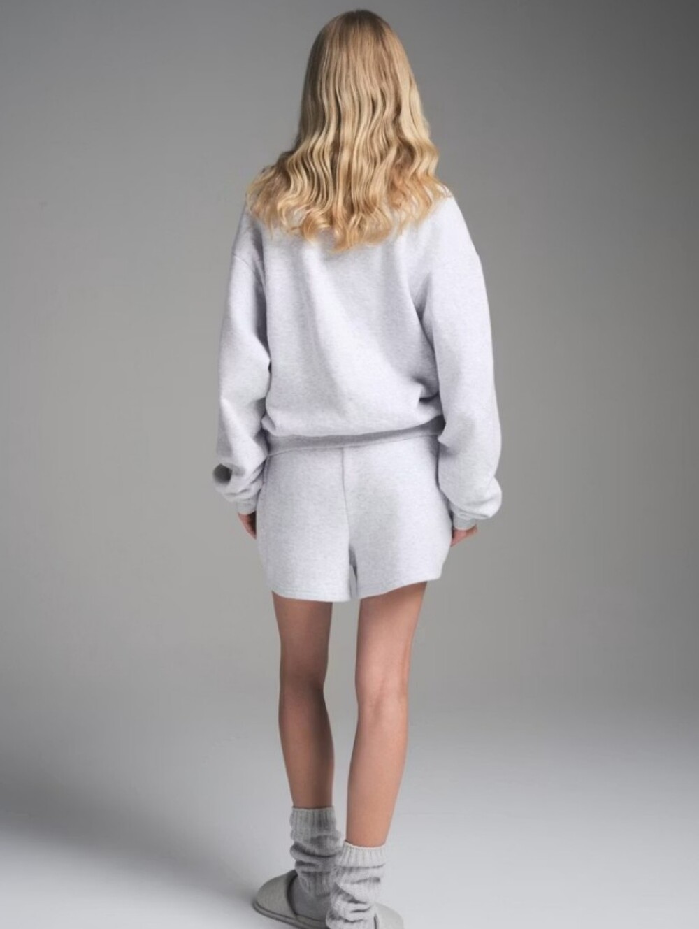 SKIMS Classic Women's Light Gray Crewneck Sweater - Picture 2 of 8